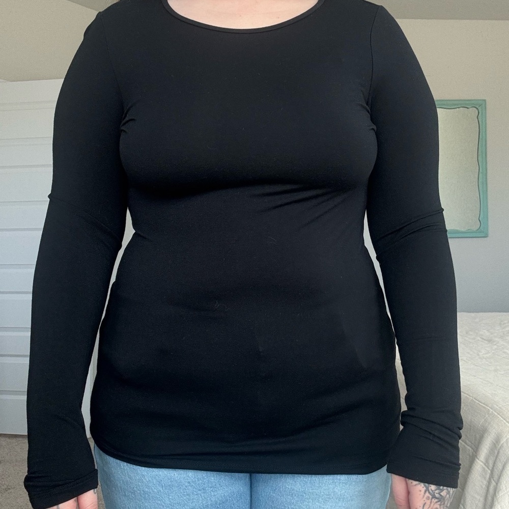 Halogen Black Fitted Bodysuit Top